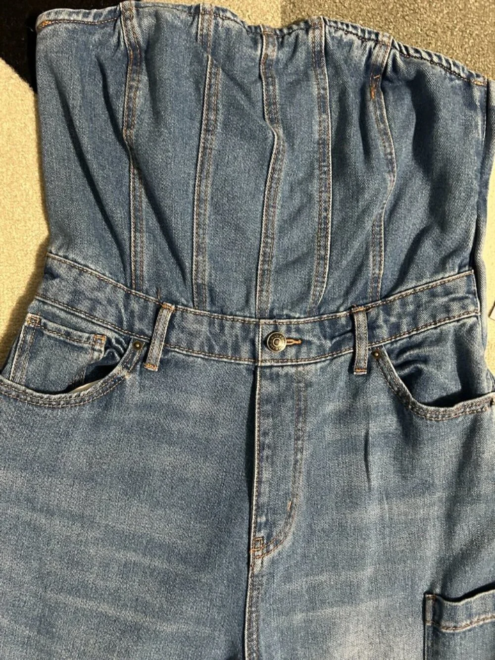wild fable Denim Strapless Cargo Jumpsuit - Light Blue - Picture 3 of 12